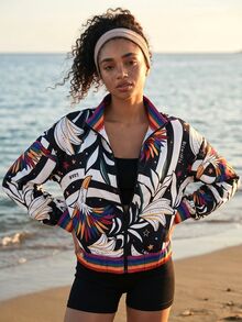 CAJUNI Vacation Casual Floral Print Sports Jacket - Multicolor - View 5