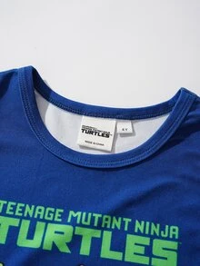 TEENAGE MUTANT NINJA TURTLES | SHEIN 小男孩夏季休閒卡通印花背心 - 藍色 - 查看 5