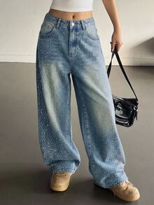 DAZY Women's Casual Washed Loose Fit Jeans Cute Tops - Blue - View 11