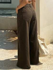 DAZY Women's Casual Vacation & Business Solid Color Denim Jeans, Summer New Arrival - Brown - View 5