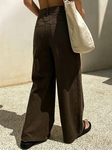 DAZY Women's Casual Vacation & Business Solid Color Denim Jeans, Summer New Arrival - Brown - View 2