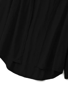SHEIN Franclia 女士纯色休闲简约轻薄开衫，适合居家穿着 - 黑色 - 查看 7