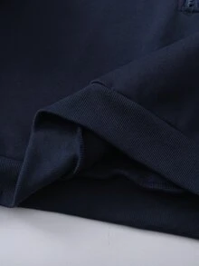 SHEIN 女童休閒兩件套，字母印花立領運動衫與長褲，適合日常穿著、上學、通勤、外出、散步與購物 - 藏蓝色 - 查看 8