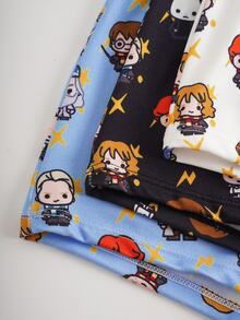 HARRY POTTER X SHEIN Tween Boy Colorblock Cartoon Print Casual Daily Boxer Briefs - Black - View 4