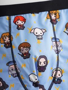 HARRY POTTER X SHEIN Tween Boy Colorblock Cartoon Print Casual Daily Boxer Briefs - Black - View 5