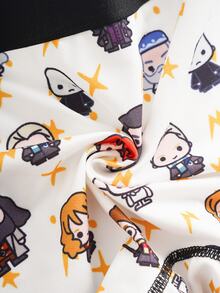 HARRY POTTER X SHEIN Tween Boy Colorblock Cartoon Print Casual Daily Boxer Briefs - Black - View 6