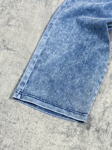 SHEIN طقم للأطفال من قطعتين للأولاد المراهقين: قميص بلوفر بغطاء رأس محبوك فضفاض باللون الأزرق وبنطلون جينز بقصة مستقيمة فضفاضة - الأزرق - مشاهدة 7