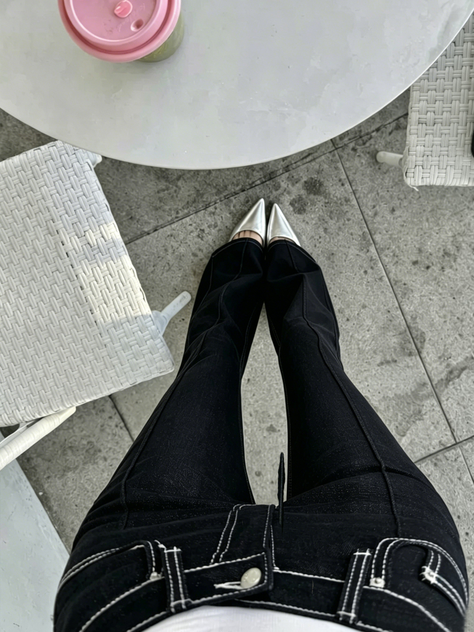Women's Contrast Stitching Elegant Button Flared Jeans Fall