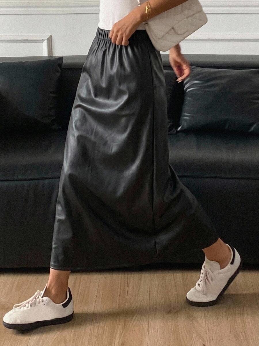DAZY Rok Wanita Polos Kasual Serbaguna untuk Sehari-hari, Cocok untuk Musim Gugur, Halloween, Kencan Malam, Warna Hitam - Hitam - View 1