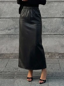 DAZY Rok Wanita Polos Kasual Serbaguna untuk Sehari-hari, Cocok untuk Musim Gugur, Halloween, Kencan Malam, Warna Hitam - Hitam - View 7