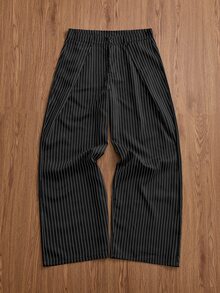 SWAVVY Men's Striped Shirt And Suit Pants Set - Black - View 6