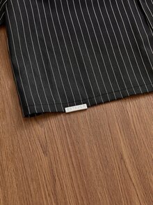 SWAVVY Men's Striped Shirt And Suit Pants Set - Black - View 11