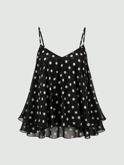 Sweetra CURVE Women's Plus Size Black Print Casual 1960s 1950s Vintage Elegant Loose Camisole Tank Top Date Vacation Formal Night Vacation Summer