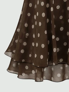 Franclia Plus Size Women Polka Dot Print Casual Camisole Tank Top - Brown - View 5