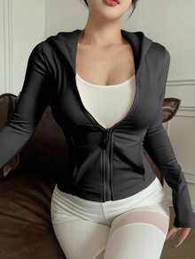 DAZY Women Hooded Fitted Sport Outdoor Jacket With Bow Women Coats - Black - View 10