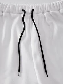 SHEIN Coolqubz 青少年男孩 2 件套套裝，「NY」字母圖案印花幾何拼接全拉鍊連帽外套與抽繩運動長褲運動服套裝，附口袋 - 黑與白 - 查看 6