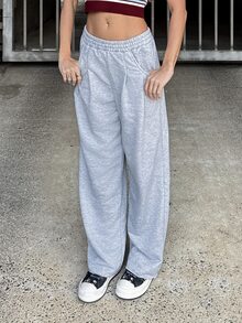 emmajanestevens 女式秋季街头时尚休闲复古灯芯绒纹理长款宽松裤 - 灰色 - 查看 5