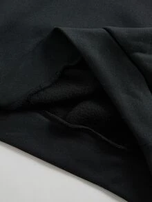 SHEIN 青少年男孩休閒舒適拼色連帽衛衣 - 黑色 - 查看 6