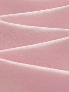SHEIN LMoss Kids 少女字母條紋印花落肩袖T恤與短褲休閒套裝 - 粉色 - 查看 6