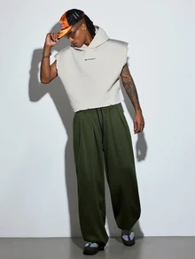 Modcrash Men's Drawstring Waist Loose Casual Harem Pants, Street Style - Army Green - View 4