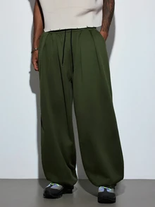 Modcrash Men's Drawstring Waist Loose Casual Harem Pants, Street Style - Army Green - View 6