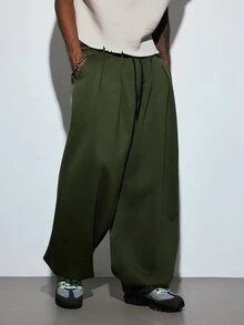 Modcrash Men's Drawstring Waist Loose Casual Harem Pants, Street Style - Army Green - View 5