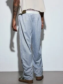 Modcrash Celana Panjang Pria Kasual Fashion dengan Tali Serut dan Garis-garis, Potongan Lurus - Grey - View 2