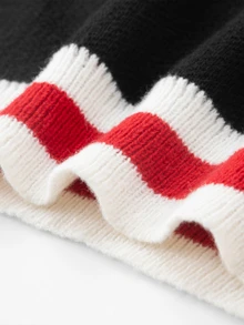 Manfinity EMRG Men's Contrast Trim Letter Pattern Knitted Vest Holiday Festival Autumn Streetwear Winter - Black - View 6