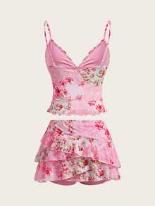 Sweetina Women Two Pieces Outfits For Daily Wear Island Vacation Outfits - Pink - View 3