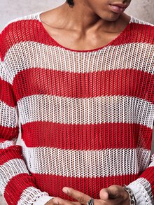 Skyrend Men's Fashionable Casual Contrast Color Crew Neck Long Sleeve Sweater Fall/Autumn/Winter Halloween Grunge Holiday Christmans Party Carnival - Multicolor - View 8