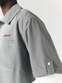 SUMWON Oversized Short Sleeve Checked Shirt With Spread Collar Chest Pocket And Embroidered Script Logo Detail Summer Casual - Multicolor - View 2
