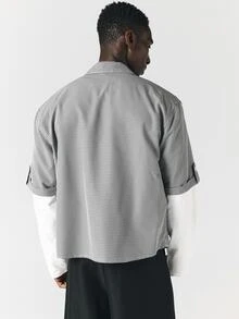 SUMWON Oversized Short Sleeve Checked Shirt With Spread Collar Chest Pocket And Embroidered Script Logo Detail Summer Casual - Multicolor - View 4