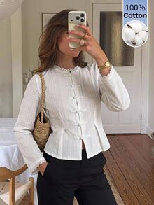 Serisse Blusa con botones delanteros de rana - Albaricoque - Ver 1
