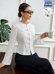 Serisse Blusa con botones delanteros de rana - Albaricoque - Ver 7