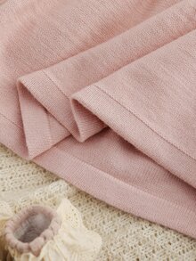 SHEIN 女嬰粉色兔子刺繡針織套頭圓領長袖毛衣洋裝，舒適適合秋冬季節，優雅端莊，刺繡工藝精緻，時尚百搭，適合日常穿著、外出、旅行與上學 - 淺粉色 - 查看 7