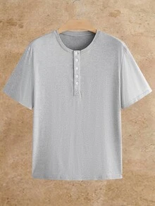 HIMLAND Men's Summer Casual Versatile Solid Color Short Sleeve T-Shirt 3 Pieces Set - Multicolor - View 8
