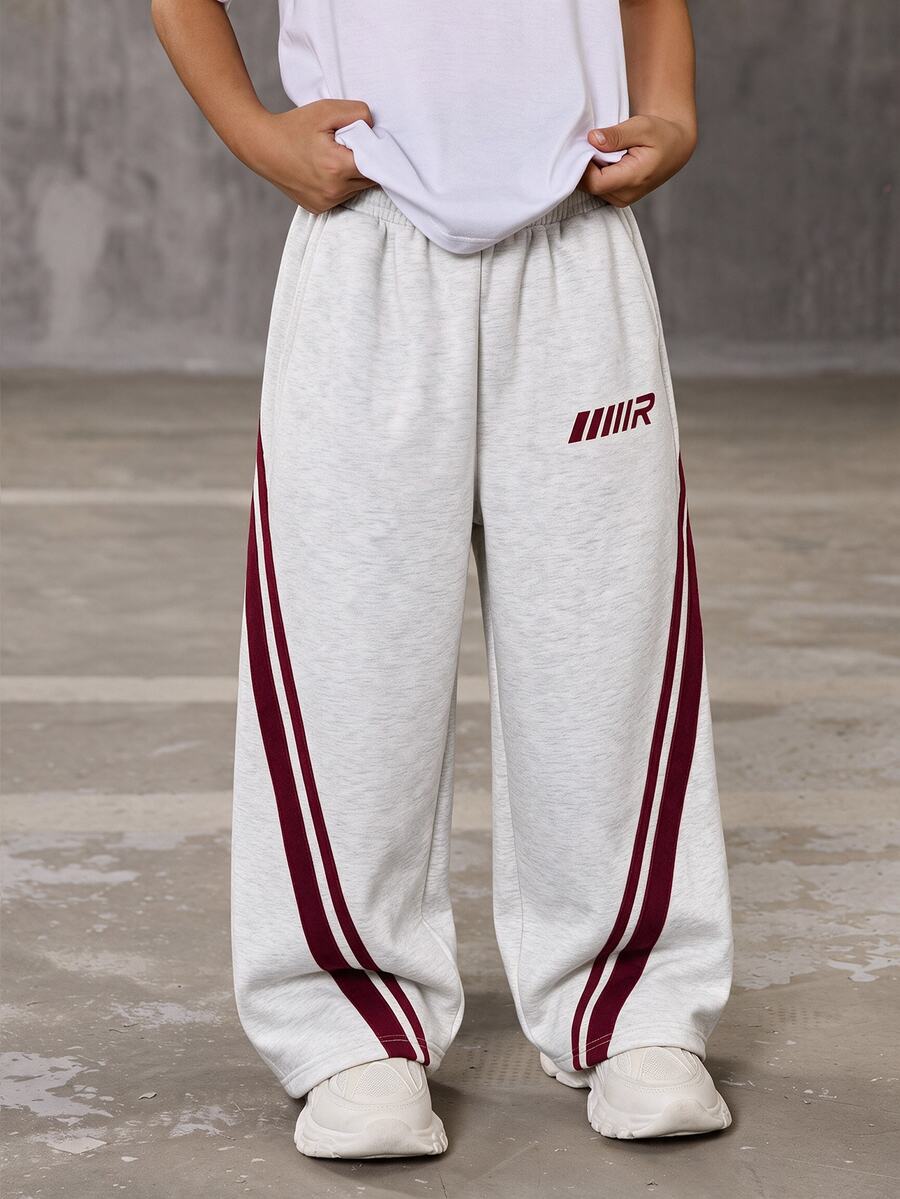 Bộ áo nỉ và quần dài phong cách học đường casual màu xám heather cho bé trai tuổi tween, phù hợp cho mùa xuân/hè, Valentine, họp mặt gia đình, tựu trường, mùa cưới, thể thao, tiệc sinh nhật