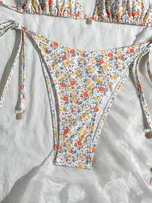 Swim Vcay 女款夏季海灘度假金屬吊墜掛脖綁背性感比基尼套裝 - 彩色 - 查看 6