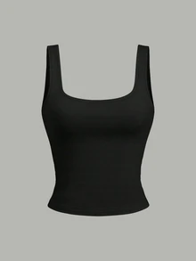 1pc Random, Teen Girls Simple Casual Square Neck Tank Top, Minimalist Color; Suitable For Summer, Personalized Tank Top, Girls Tank Top, Suitable For Spring/Summer, Easy And Comfortable, Family Outing Season, Family Outing, Simple Casual Wear, Back To School Essential - Multicolor - View 9