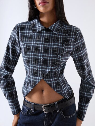LYSMO Women's Plaid Casual Versatile Daily Long Sleeve Shirt