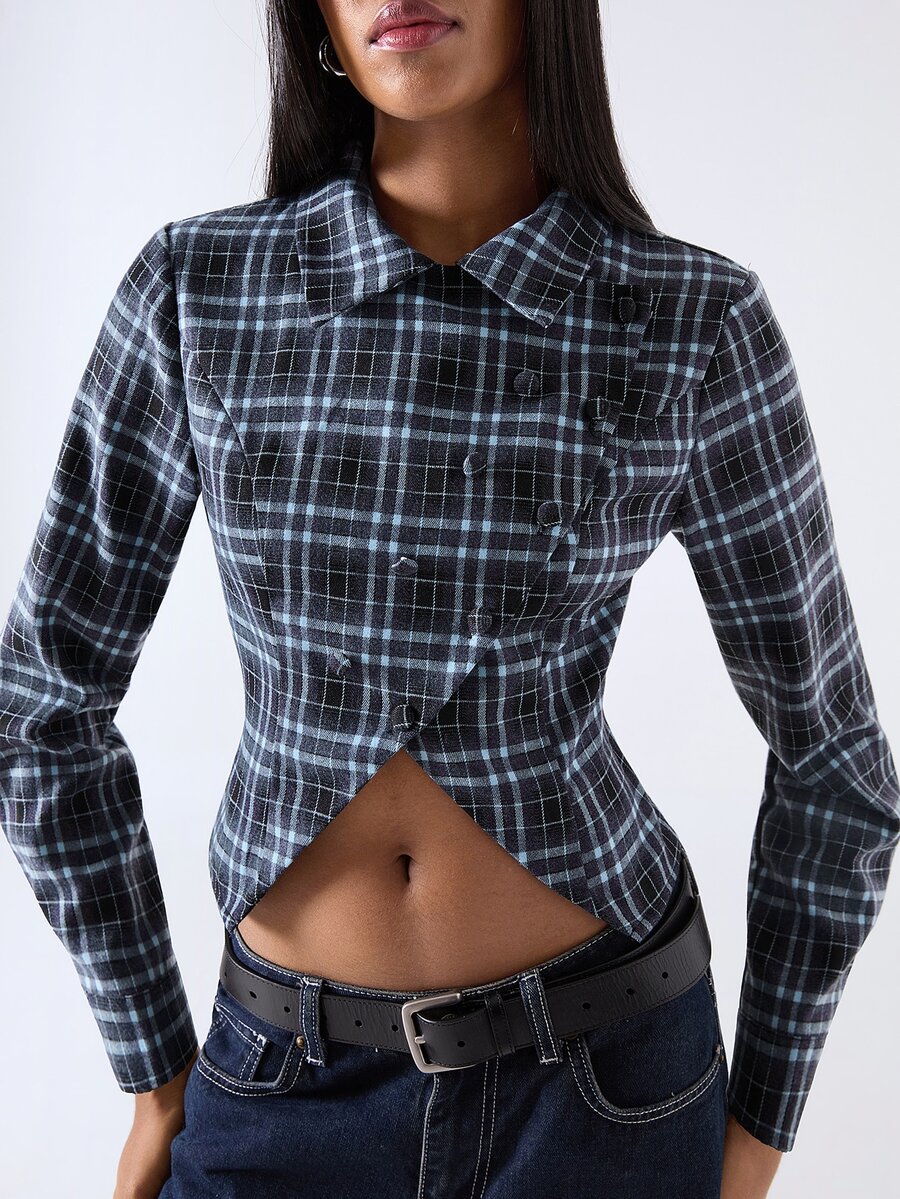 LYSMO Women's Plaid Casual Versatile Daily Long Sleeve Shirt - Multicolor - View 1
