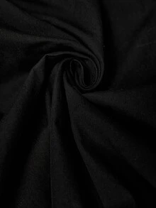 Freevana 大尺碼女款優雅100%純棉黑色V領鬆緊腰褶皺喇叭袖A字迷你洋裝秋季 - 黑色 - 查看 10