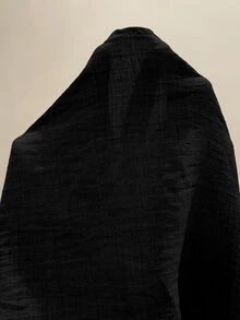 Rosumi 大尺碼女款黑色純色層次荷葉邊圓領短袖A字中長洋裝，休閒柔軟修身，適合度假、派對、正式場合，2026夏季時尚 - 黑色 - 查看 9