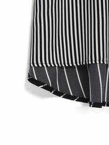 Linhara Plus Size Women's Best-Selling Casual Striped Colorblock Patchwork Long Sleeve Shirt Dress, Minimalist Straight Comfortable Fit, Suitable For Daily Wear, Commuting, Outings, Dates And Gatherings - Multicolor - View 5
