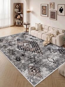 Digitally Printed Non-Slip Washable Runner And Area Rug Living Room Carpet, Modern Design | Modern, Scandinavian, Bohemian And Classic Styles | 100% Polyester - Light Grey - View 7