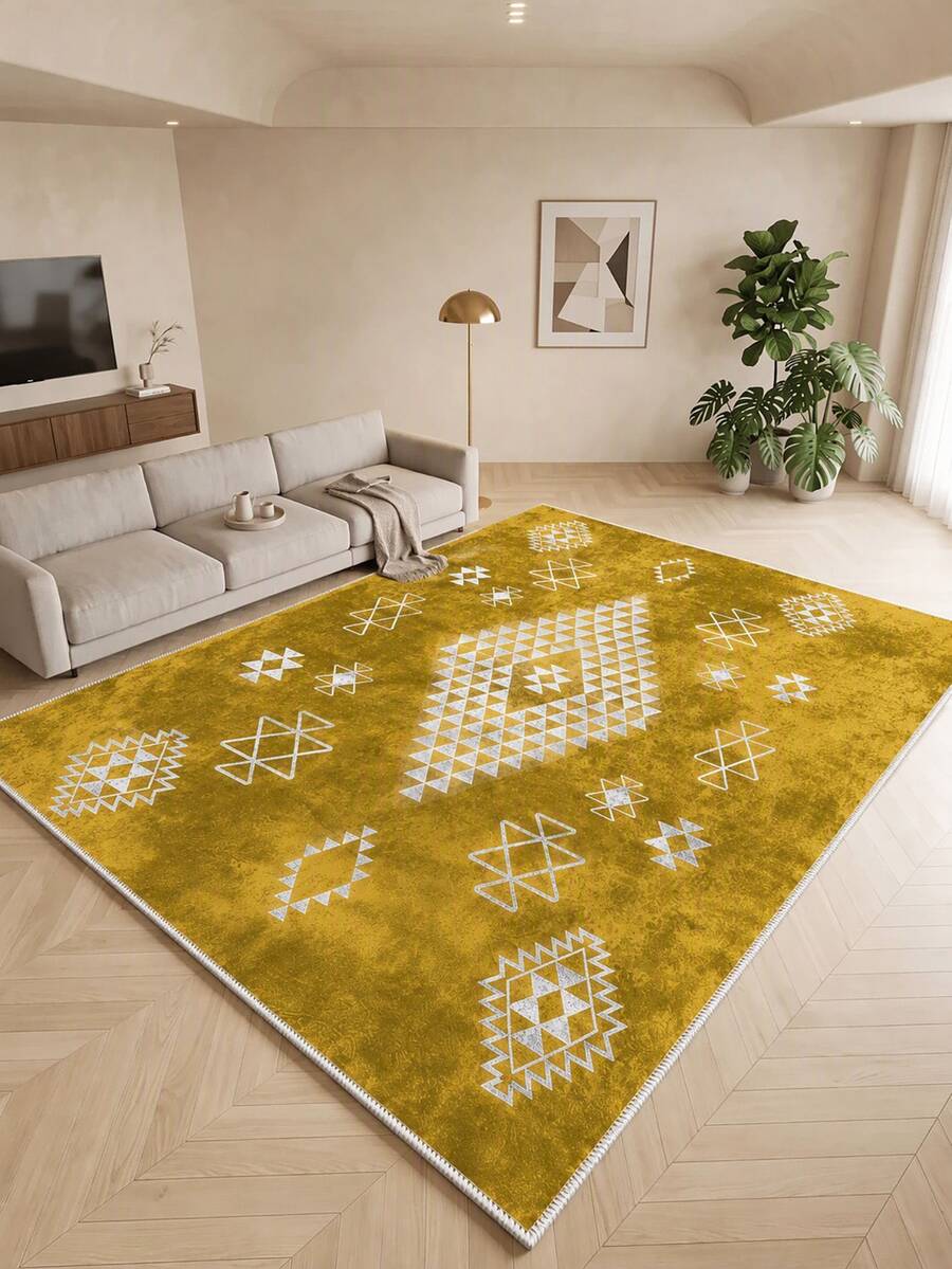 Digitally Printed Non-Slip Washable Runner And Area Rug Living Room Carpet, Modern Design | Modern, Scandinavian, Bohemian And Classic Styles | 100% Polyester - Beige - View 1