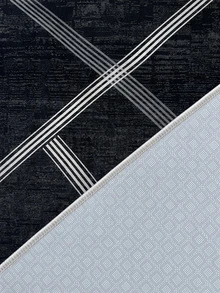 Digitally Printed Non-Slip Washable Runner And Area Rug Living Room Carpet, Modern Design | Modern, Scandinavian, Bohemian And Classic Styles | 100% Polyester - Black and White - View 4