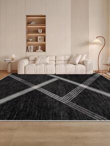 Digitally Printed Non-Slip Washable Runner And Area Rug Living Room Carpet, Modern Design | Modern, Scandinavian, Bohemian And Classic Styles | 100% Polyester - Black and White - View 7