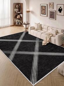 Digitally Printed Non-Slip Washable Runner And Area Rug Living Room Carpet, Modern Design | Modern, Scandinavian, Bohemian And Classic Styles | 100% Polyester - Black and White - View 6