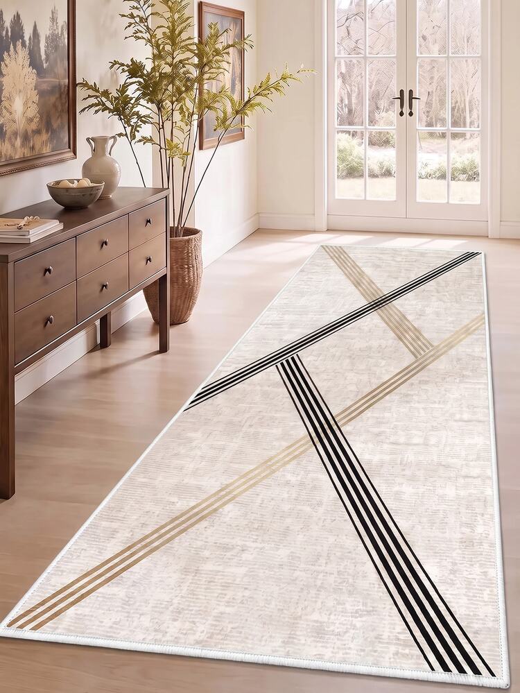 Digitally Printed Non-Slip Washable Runner And Area Rug Living Room Carpet, Modern Design | Modern, Scandinavian, Bohemian And Classic Styles | 100% Polyester - Creamy White - View 5